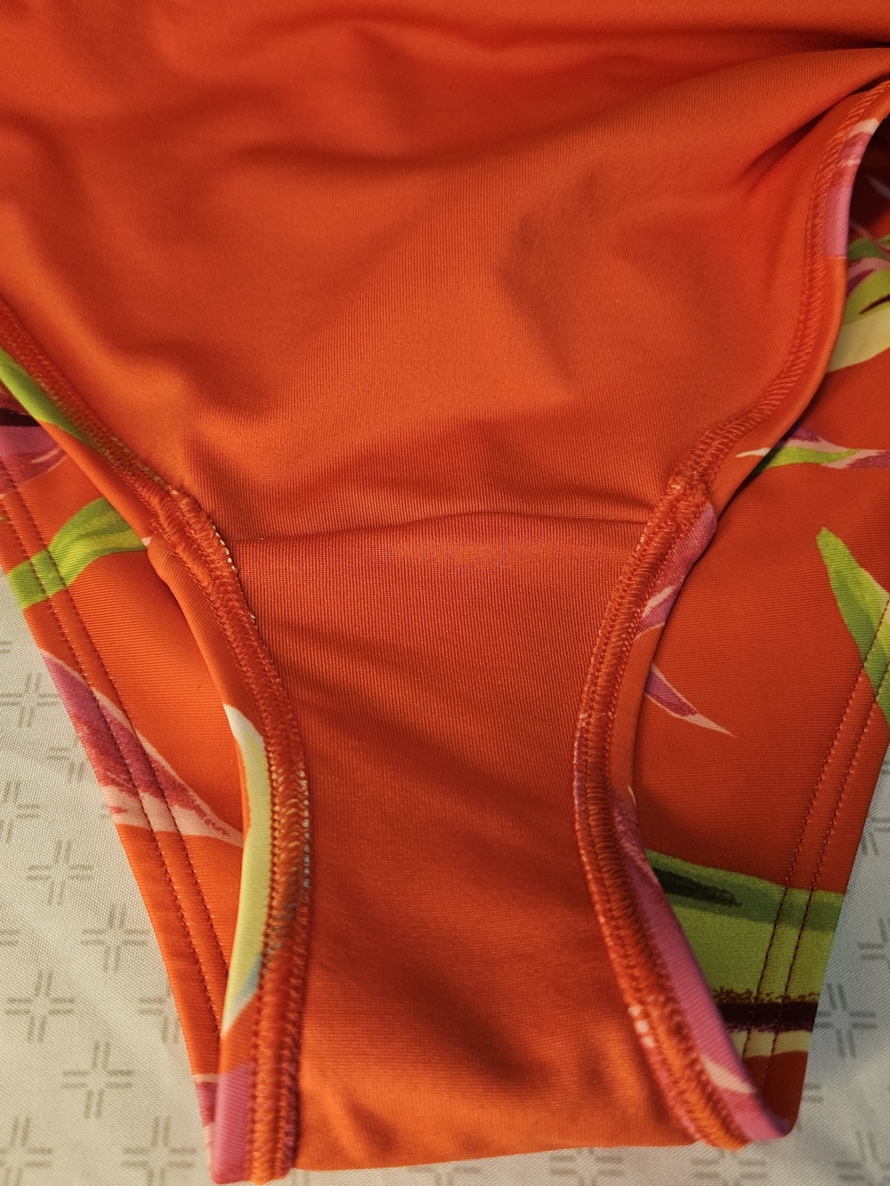 Old Navy Women M Regular Orange Tropical Floral One-Piece Swimsuit Zip Front - Picture 14 of 14